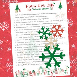 Pass the Gift | Pass the Present | Christmas Game | Christmas Family Pass the Present Game Printable PDF