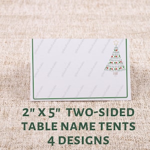 Printable Christmas Table Tent Name Cards | 2x5 Christmas Tags | Two-sided Christmas Place Cards | Christmas Tree cards