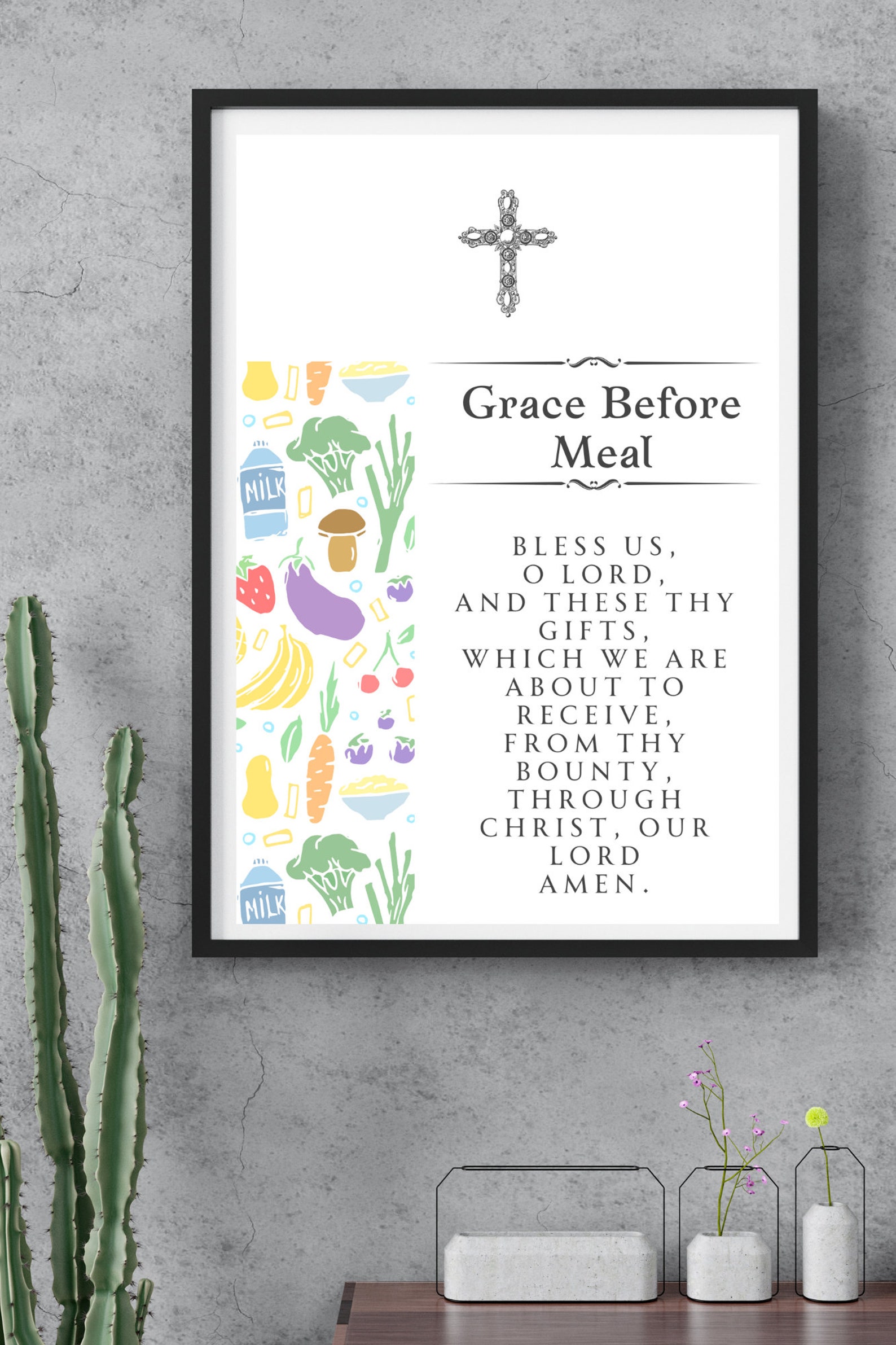 Grace Before and After Meals - Printable Poster for Kitchen Blessings