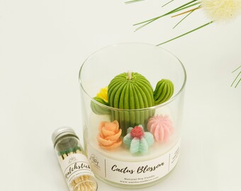 Cactus Blossom Soy Candle |  Succulent Terrarium Candle | Gift for her | Holiday gift | Teacher gift | Boyfriend Birthday Gift | Candle gift
