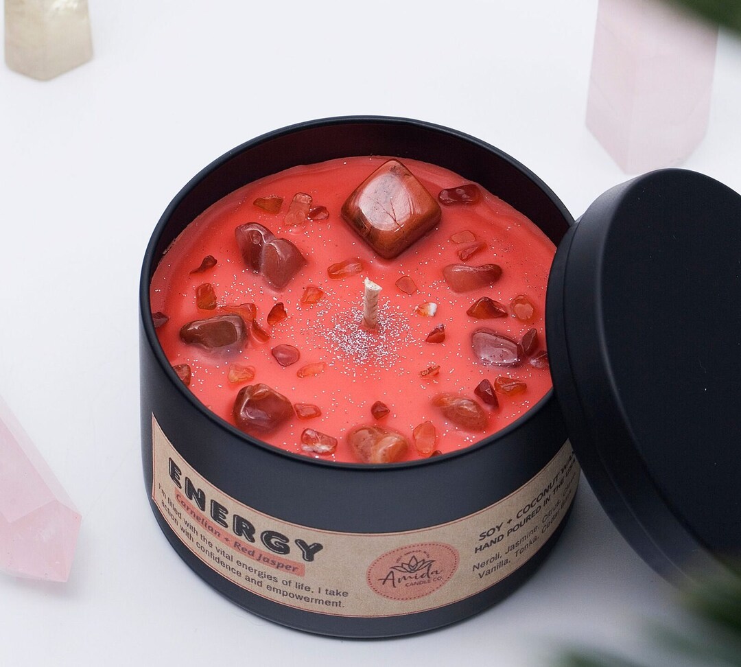 Crystal Candle Natural Stone Candle Positive Energy Intention Candle