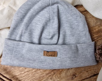 Hipster Beanie / Mütze Damen hellgrau