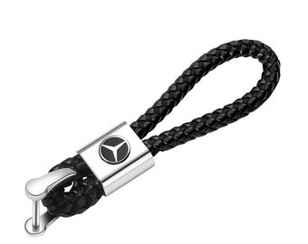 JINAN JiangSales Car fit Benz Key Chain Keychains Leather Braided Weave Key Lanyard Key Ring Car Accessories Red 