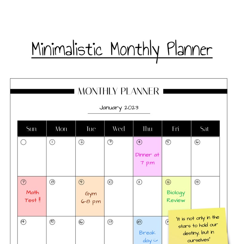 Printable Minimalist Monthly Planner Neumodisch - Etsy