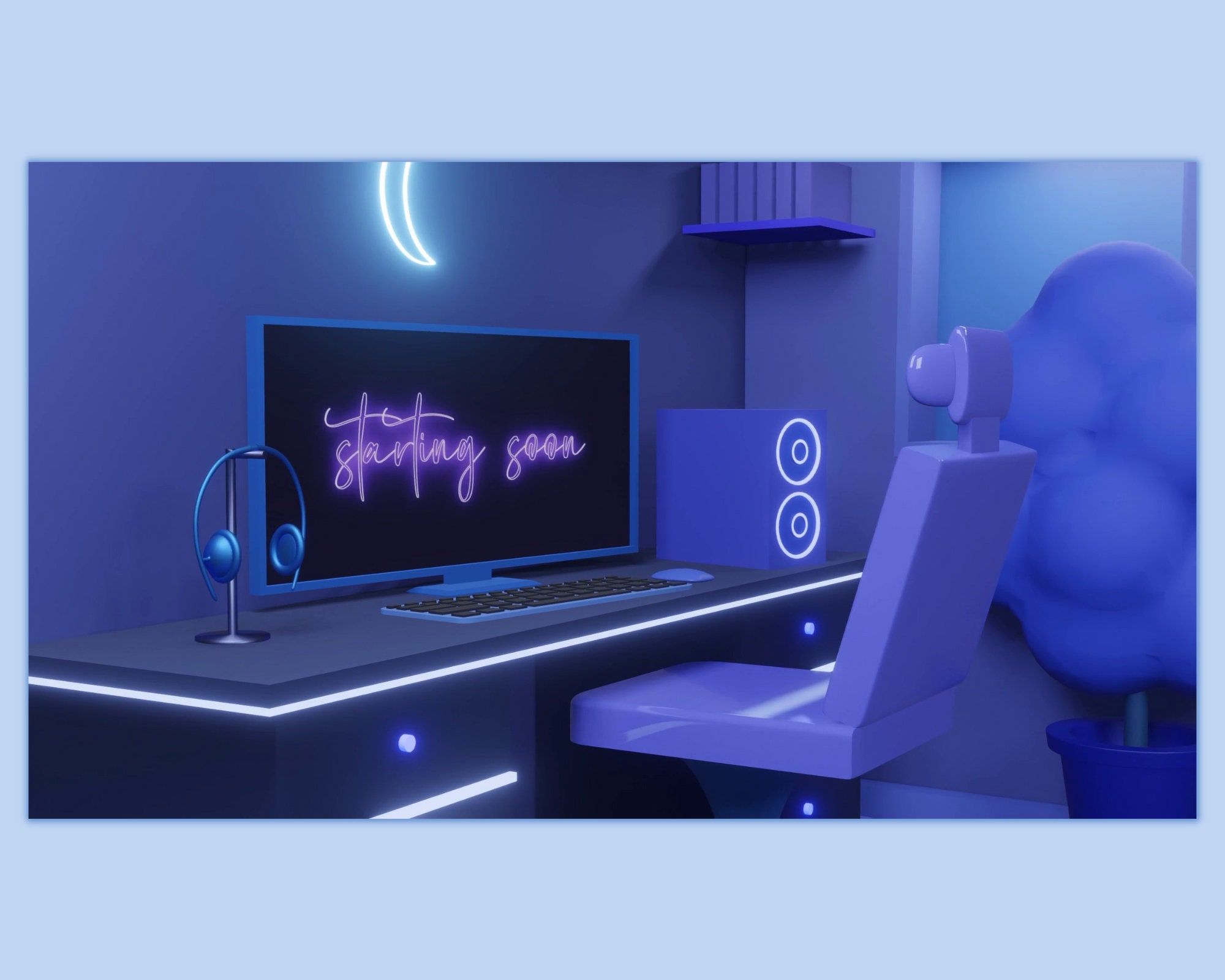 Blue 3D Computer Room Animated Twitch Screens 4x Screen Stream Starting ...