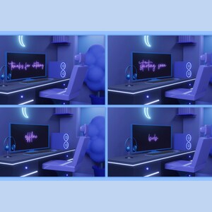 Blue 3D Computer Room Animated Twitch Screens 4x Screen Stream Starting ...