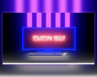 Blue 3D Computer Room Animated Twitch Screens 4x Screen | Etsy