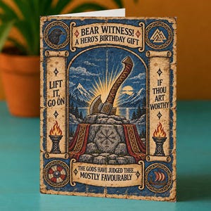Funny Viking Birthday Card, Norse Mythology Greeting, Nordic Axe Illustration, Medieval Warrior Humour, Scandinavian Saga Art, History Gift