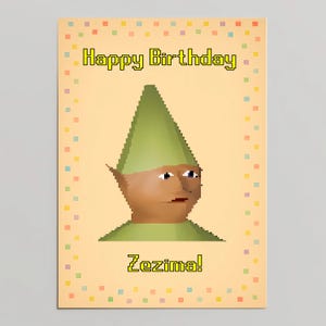 Gepersonaliseerde naam Runescape Gnome Child verjaardagskaart, aangepaste OSRS 5 x 7 wenskaart, Old School Meme Celebration Wish voor hem of haar