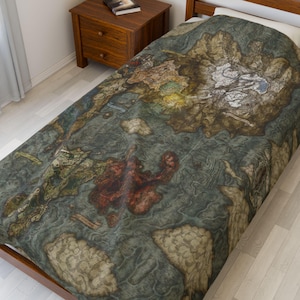 Elden Ring Map of the Lands Between fluwelen deken, Dark Souls Bloodborne Soulslike videogamedeken, extra zachte gamingdeken