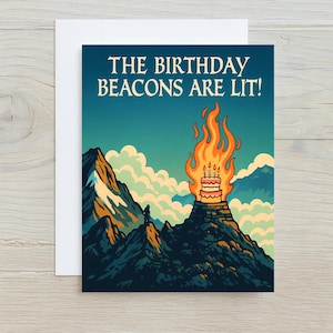 Födelsedagskort från Sagan om ringen, LOTR-hälsningen "The Beacons Are Light", roligt vykort med 5x7-motiv, nördiga födelsedagsönskningar till honom eller henne