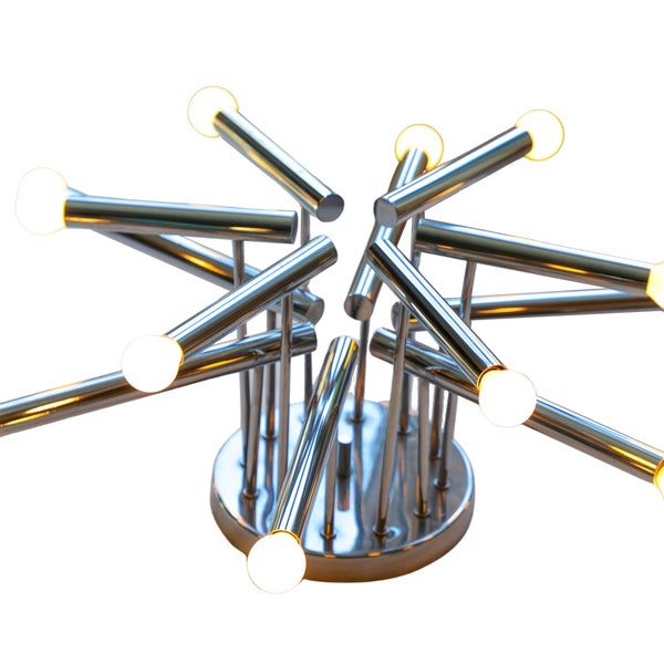 Vintage 1970s Chrome Sputnik Chandelier by Gaetano Sciolari for Boulanger