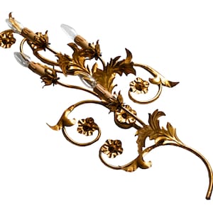 Large Vintage Italian Gold Florentine Wall Lamp