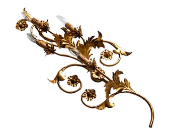 Large Vintage Italian Gold Florentine Wall Lamp