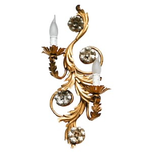 Vintage Italian Gold & Silver Florentine Wall Lamp