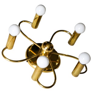 Vintage Mid Century Brass Swirl Ceiling Lamp by Honsel