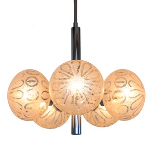 Vintage 1970s Chrome and Glass Sputnik Pendant Light by Hustadt Leuchten