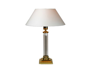 Vintage Brass and Glass Table Lamp by Le Dauphine