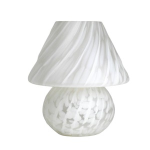 Vintage Murano White Swirl Mushroom Table Lamp