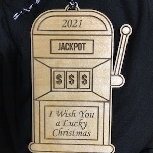 Spielautomat Lottoscheinhalter Weihnachten Ornament SVG, Lotto Geschenk, Geheimer Weihnachtsmann Ornament SVG, Glowforge Geprüft