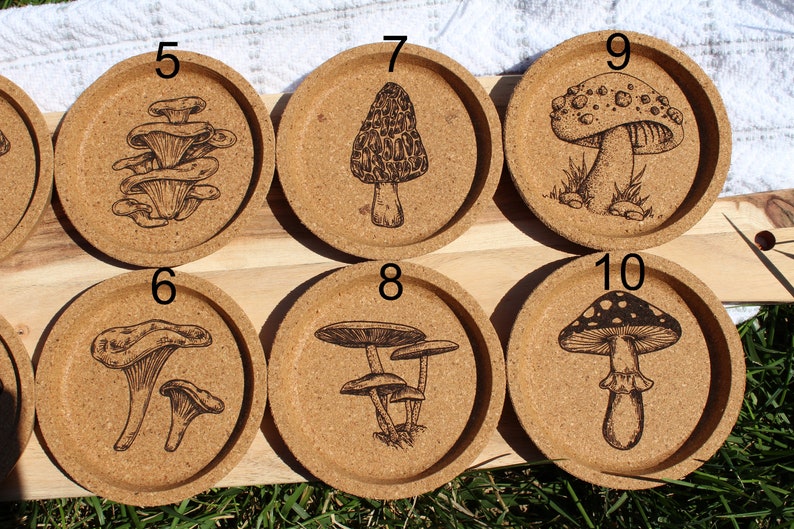 Frog and Toad Cork Coaster Set, Cottagecore Decor, Frog Coasters, Mushroom Decor image 8