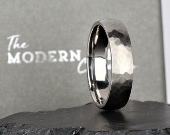 Titanium Hammered & Brushed Men's + Women's Court Wedding Ring Band, Comfort Fit - FREE Resizing - 2-10mm widths Free Inside Personalisation