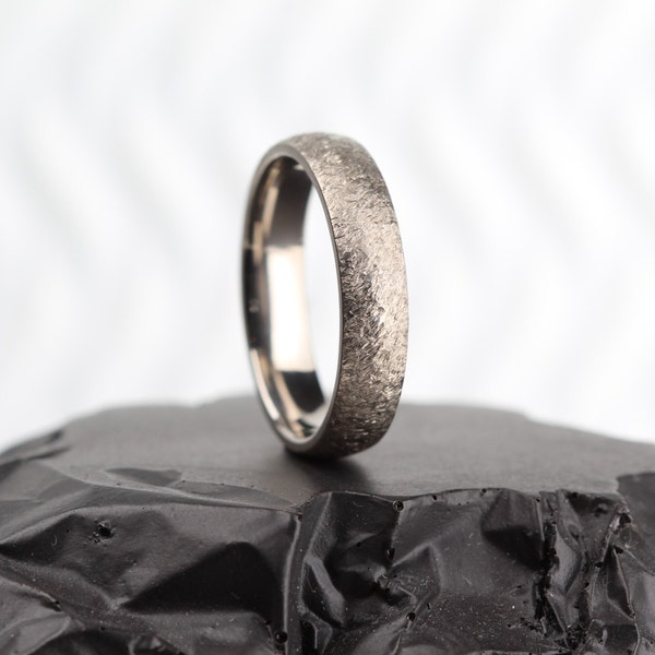 Textured Titanium comfort fit wedding ring band, our 'Asteroid' finish - 3 to 8mm width available Free Inside Engraving -  alternative metal