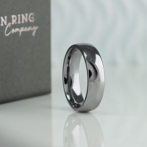 Polished Tantalum Wedding Ring – High Shine Comfort Fit Band – 3mm to 8mm Widths – Unisex Grey Metal Ring – Handmade in UK