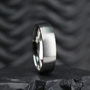 Stainless Steel Brushed/Matt wedding ring band Classic Court 5mm or 6mm widths available, FREE Resizing - Steel mens or womans