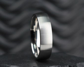 Stainless Steel Brushed/Matt wedding ring band Classic Court 5mm or 6mm widths available, FREE Resizing - Steel mens or womans