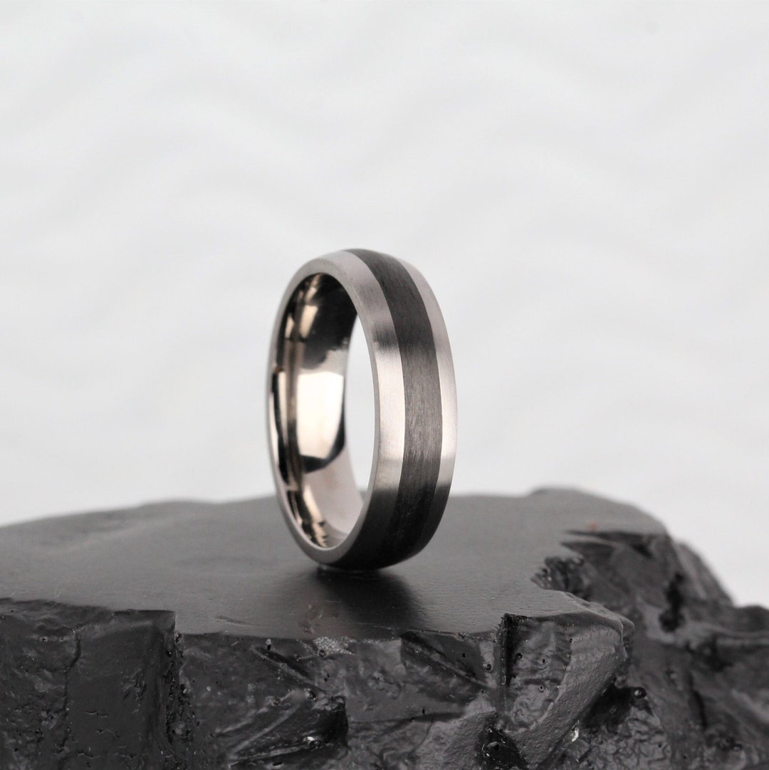 Titanium & Carbon Fibre, Comfort Fit Ring 5 to 8mm Width Available FREE