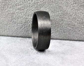 Carbon Fibre. Black wedding ring band, Matt/brushed finish - 4 to 8mm width available Free Inside Engraving. Mans, Black wedding band