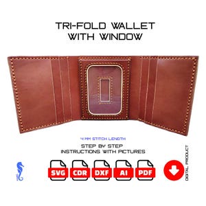 DIY Tri-Fold Wallet with Window (Horizontal) (Pattern & Instructions)