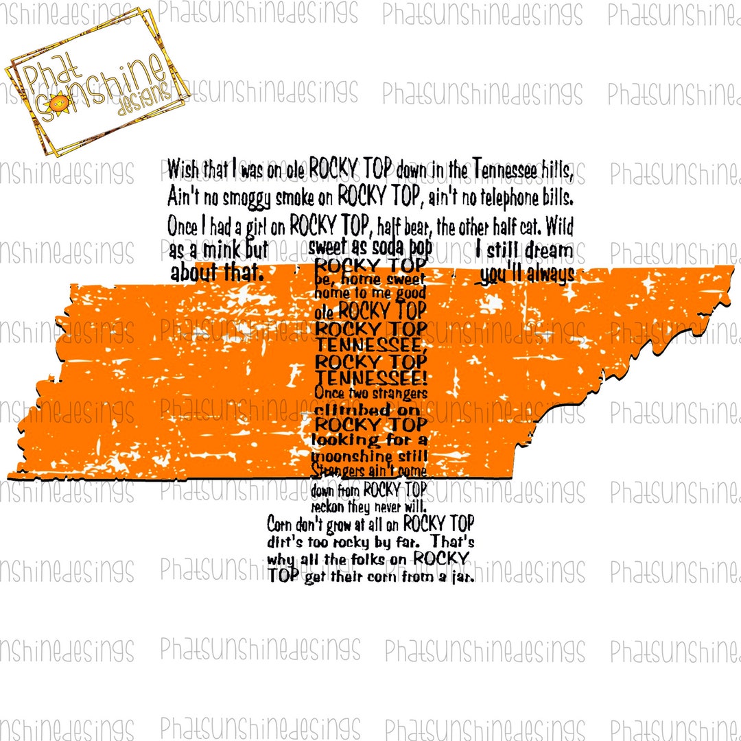 Rocky Top Lyrics Download, Sublimation Design, Sublimation Image, Football, Tennessee, College ...