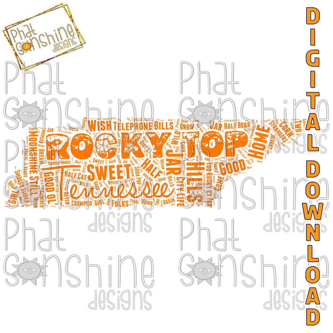 Rocky Top Lyrics Word Art Download Sublimation Design - Etsy