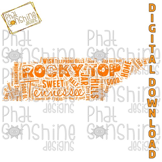 Rocky Top Lyrics Word Art Download Sublimation Design - Etsy