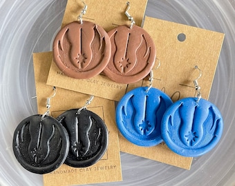 Star Wars Jedi Order Symbol Handmade Polymer Clay Earrings- Custom Colors Available
