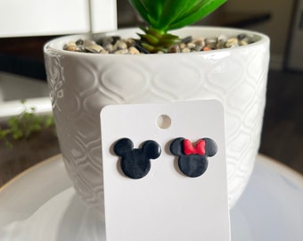 Disney Minnie Mouse Mickey Mouse Handmade Small Batch Polymer Clay Stud Earrings