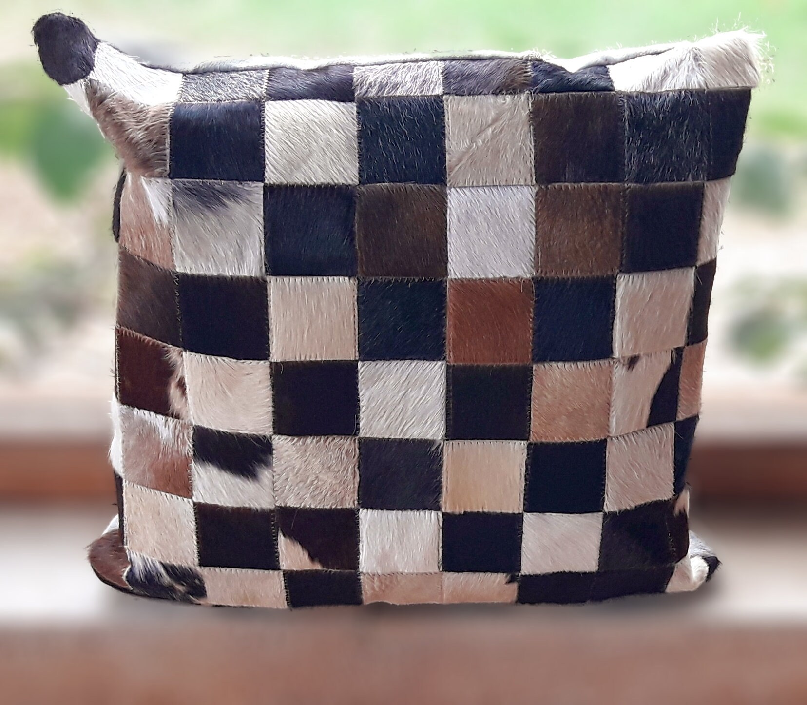 Coussin Peau de Vache, Oreiller Vache Naturelle, Cuir Véritable