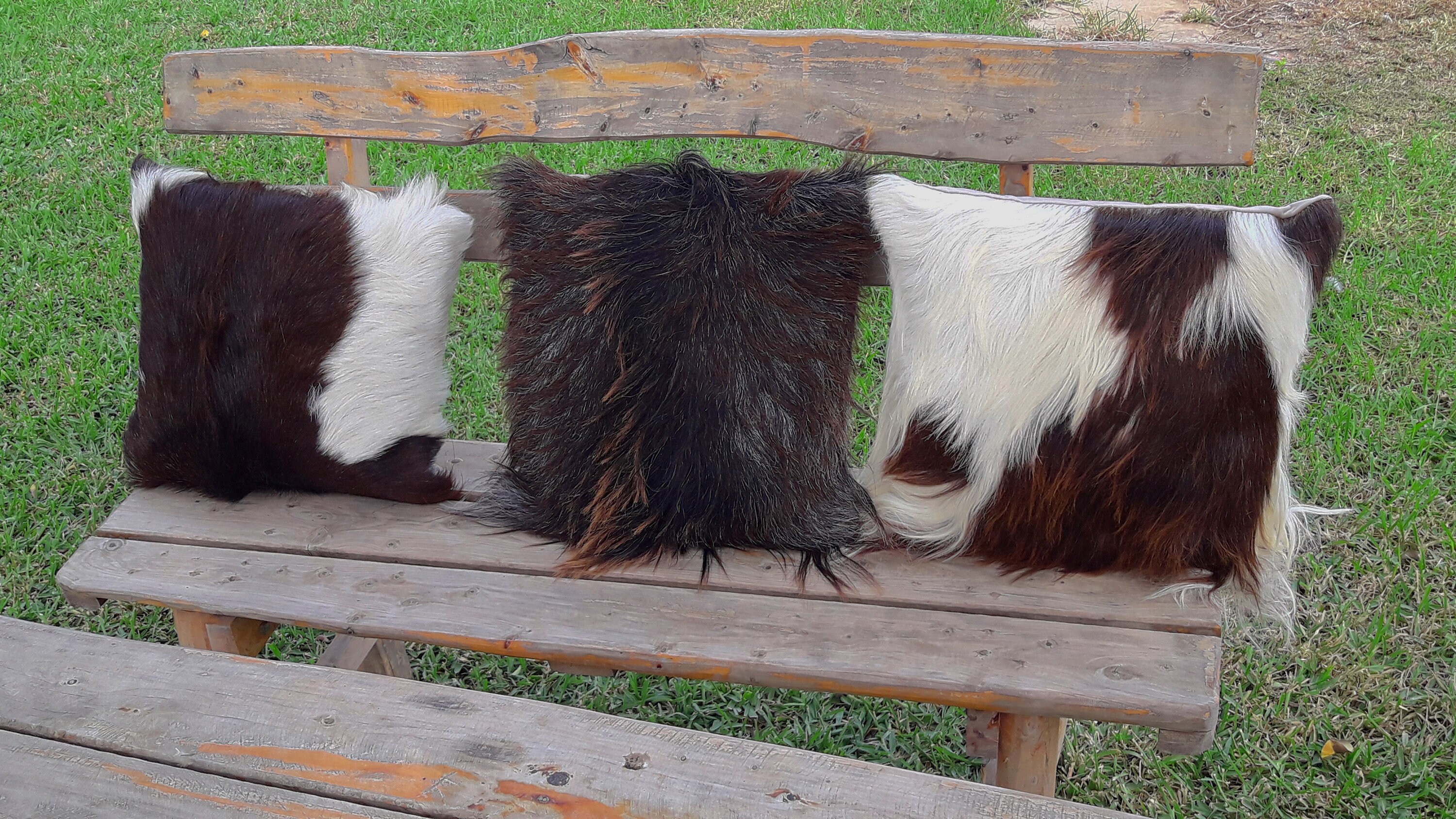 Coussins Peau de Chèvre, Oreiller Chèvre Naturelle, Cuir Véritable
