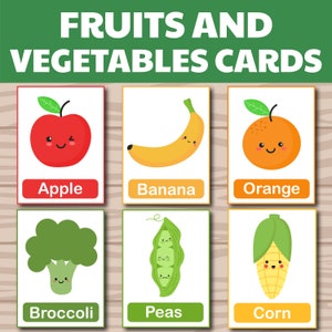 40 Fruits and Vegetables Cards, Printable Learning Resources for Homeschool and Preschool Activities, Montessori, Instant Download.
