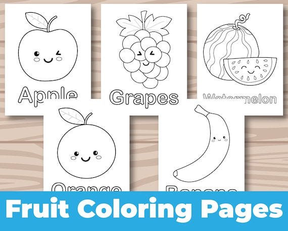 Learn Fruit Names Cute Fruits Coloring Pages For Kids