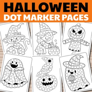 Halloween Dot Marker do druku, Dot Markers Activity, Dot Marker kolorowanki, Halloween Themed Coloring Pages