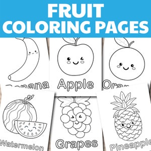 Fruit Coloring Pages, Fruit Coloring Book for Kids, Cute Fruits, Great for Teaching Fruits, Fruit Coloring Worksheet, Instant Download.