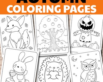 50 Páginas para colorear de otoño, Páginas para colorear de otoño, Hojas para colorear de otoño, Hojas para colorear de otoño, Páginas para colorear imprimibles, PDF DIGITAL