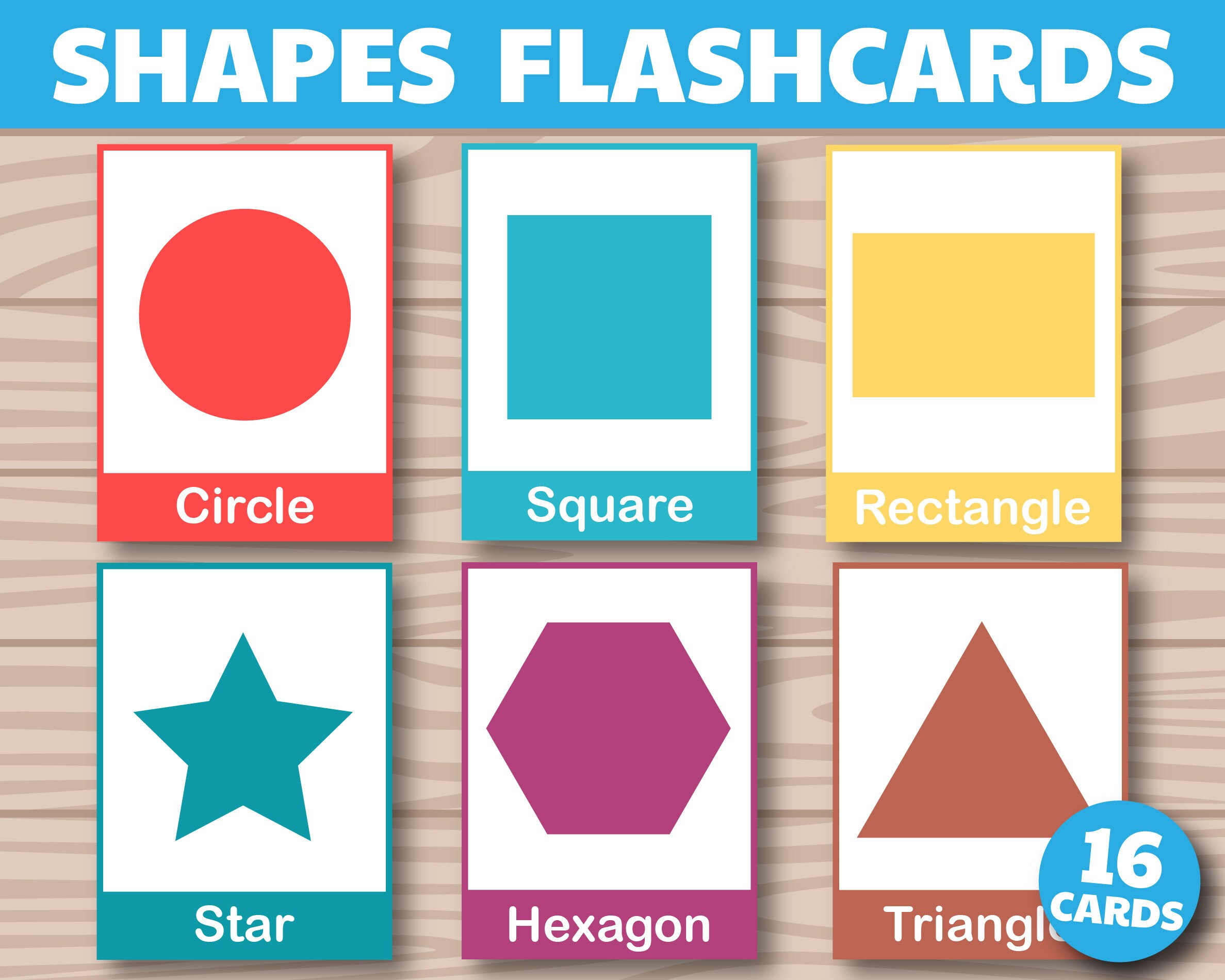 16 Shape Flash Cards, Preschool Shapes, Geometric Shapes, Learning