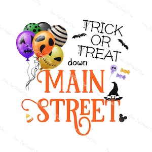Trick or Treat Down Main Street, Candy, Theme Park, Oktober, Geist, versteckte Maus, Instant Digital Download Clipart, 300 dpi, PNG Grafik