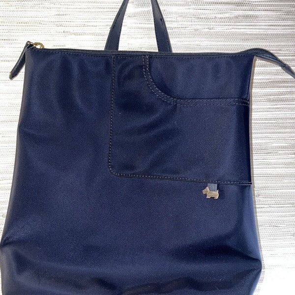 Radley London Convertible Tote Backpack Nylon Water Resistant Navy Blue EUC