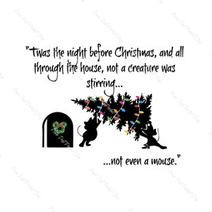 Twas Night Before Christmas, Jaq and Gus Gus Mice, Hidden Mickey, Cinderella, Tree, Instant Digital Download Clipart, 300 dpi, PNG Graphic