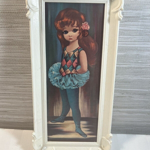 Vintage Eden Harlequin Ballerina Moppet Girl Big Eye Picture Soroka Sales 1960